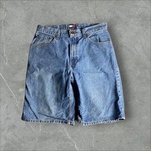 Tommy Hilfiger Jorts Mens 33 Blue Y2K Baggy Grunge Hip Hop Wide Leg Skater 2000s